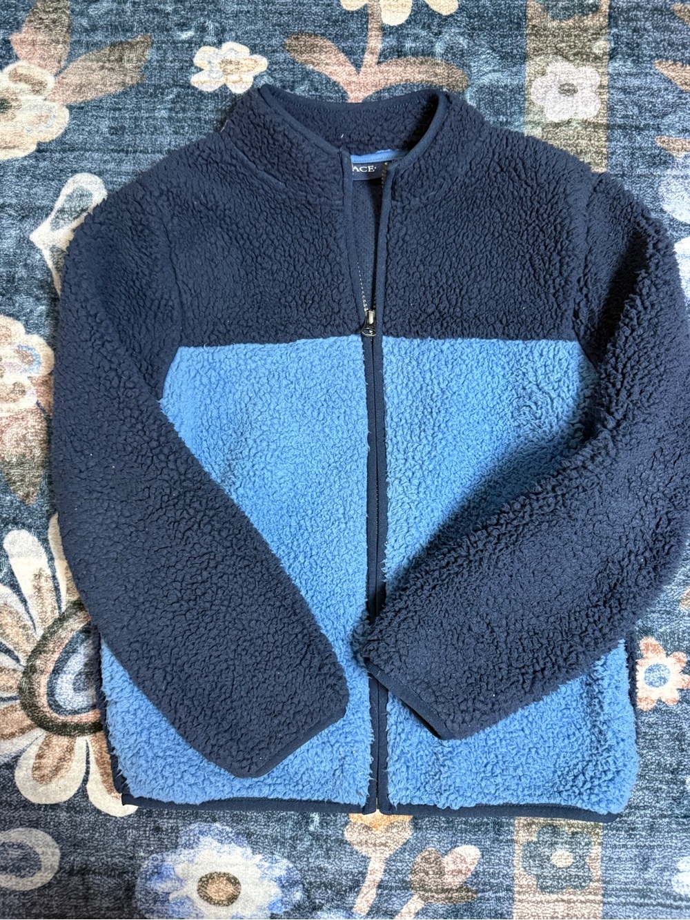 The Children's Place Two-Tone Sherpa Jacket - Navy & Light Blue